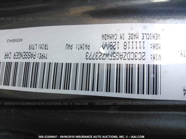 2C3CDZAG5FH723773 - 2015 DODGE CHALLENGER SXT GRAY photo 9