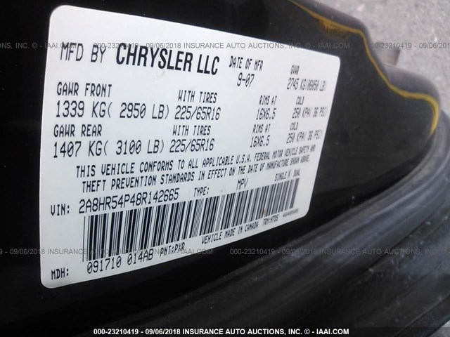 2A8HR54P48R142665 - 2008 CHRYSLER TOWN & COUNTRY TOURING BLACK photo 9