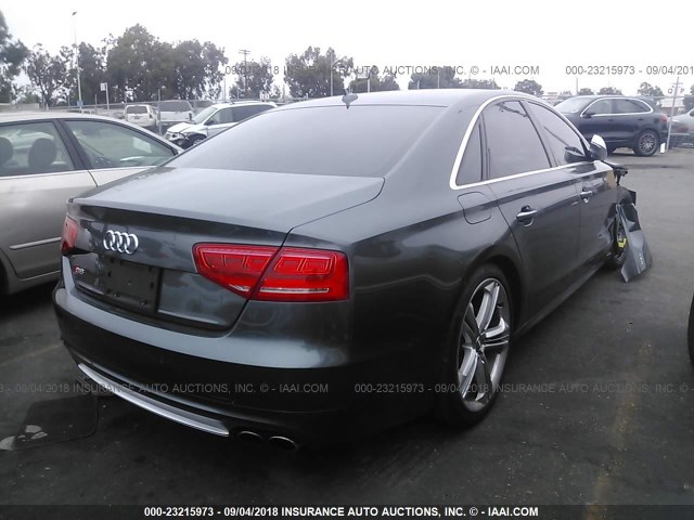 WAUD2AFD0EN005234 - 2014 AUDI S8 QUATTRO GRAY photo 4