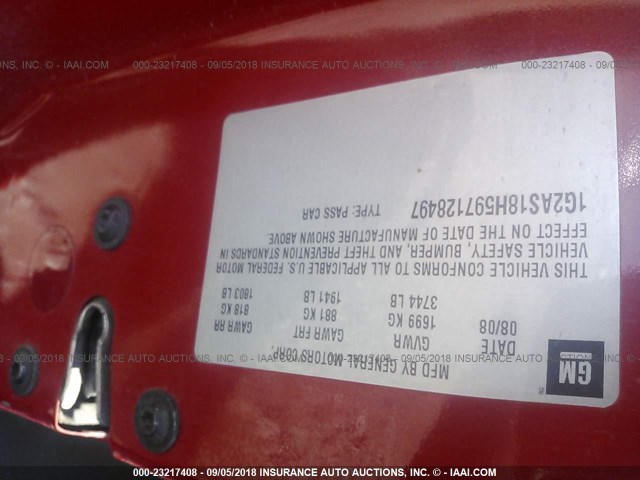 1G2AS18H597128497 - 2009 PONTIAC G5 RED photo 9
