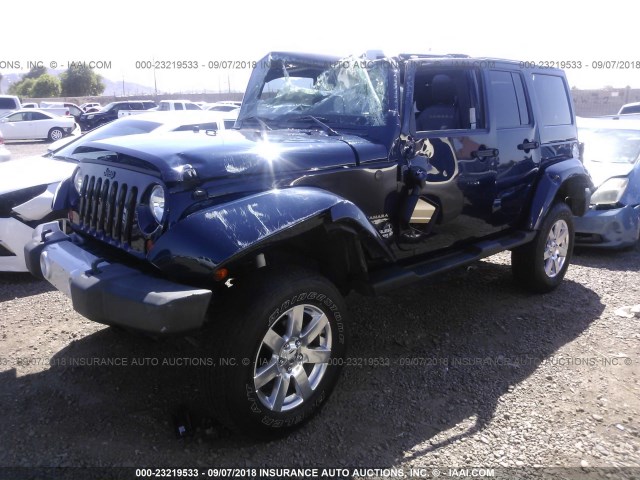 1C4BJWEG7DL501843 - 2013 JEEP WRANGLER UNLIMITE SAHARA BLUE photo 2