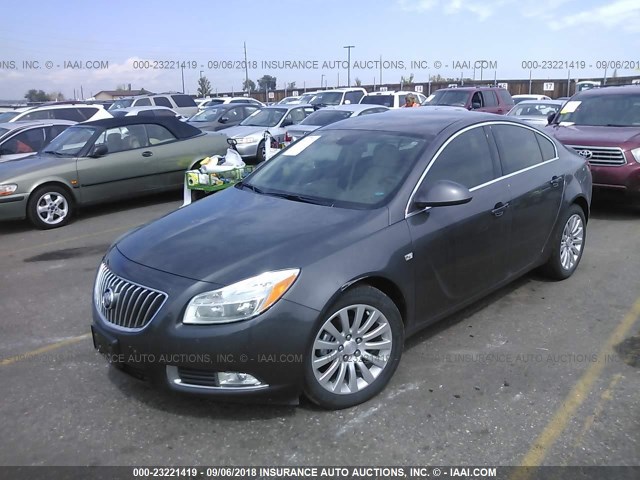 W04GR5EC6B1003786 - 2011 BUICK REGAL CXL GRAY photo 2