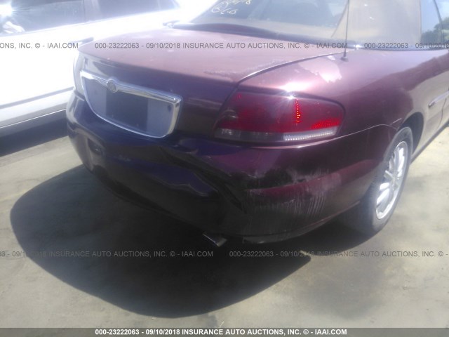 1C3EL55U01N566612 - 2001 CHRYSLER SEBRING LXI BURGUNDY photo 6