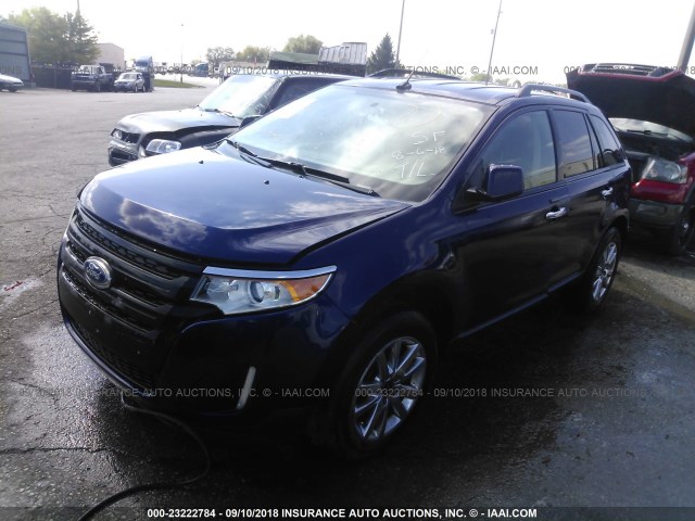 2FMDK3JC1BBA70433 - 2011 FORD EDGE SEL Dark Blue photo 2