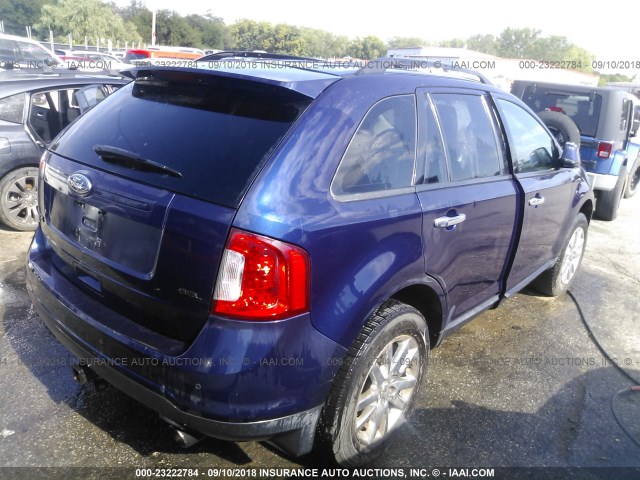 2FMDK3JC1BBA70433 - 2011 FORD EDGE SEL Dark Blue photo 4