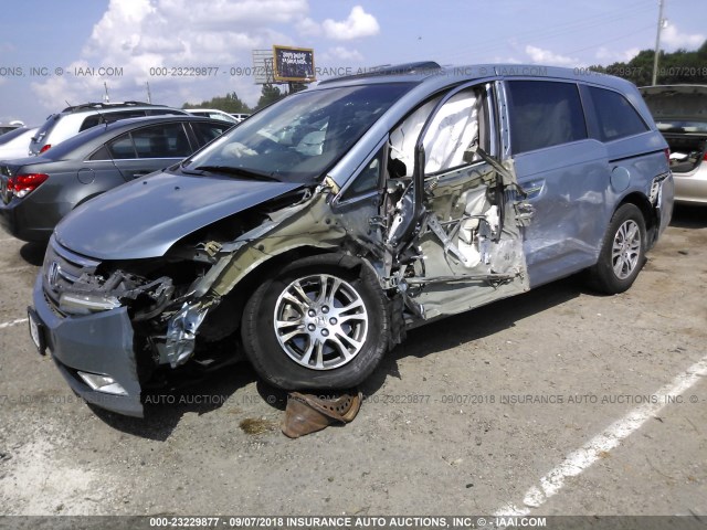 5FNRL5H67BB029682 - 2011 HONDA ODYSSEY EXL Light Blue photo 2