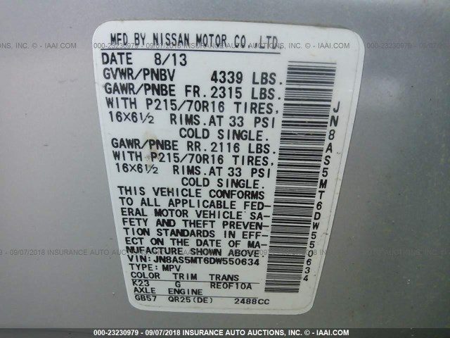 JN8AS5MT6DW550634 - 2013 NISSAN ROGUE S/SV SILVER photo 9