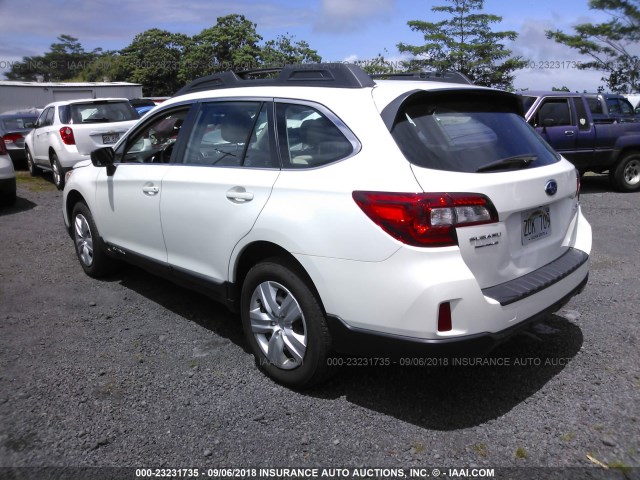 4S4BSAAC9G3229685 - 2016 SUBARU OUTBACK 2.5I WHITE photo 3