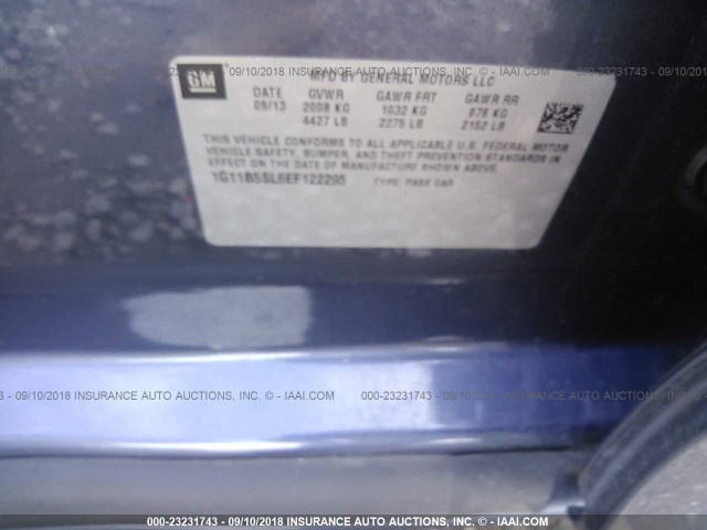 1G11B5SL6EF122295 - 2014 CHEVROLET MALIBU LS 蓝色 照片 9