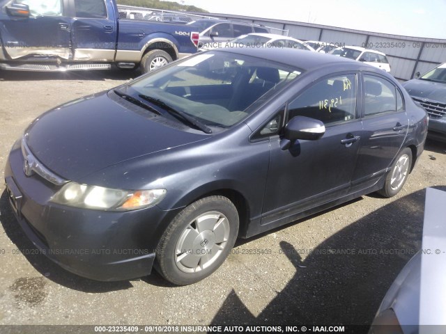 JHMFA36228S024669 - 2008 HONDA CIVIC HYBRID BLUE photo 2