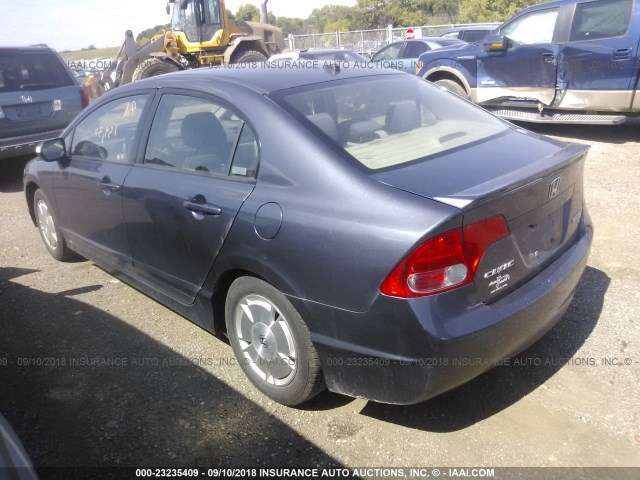 JHMFA36228S024669 - 2008 HONDA CIVIC HYBRID BLUE photo 3