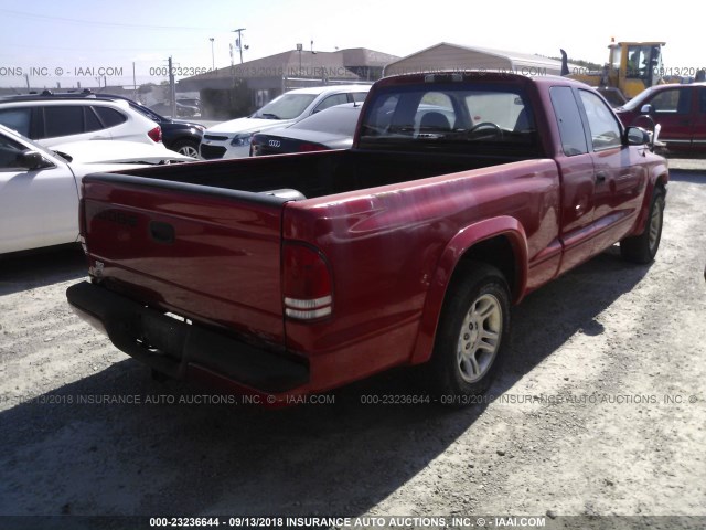 1B7GL22X41S237737 - 2001 DODGE DAKOTA RED photo 4