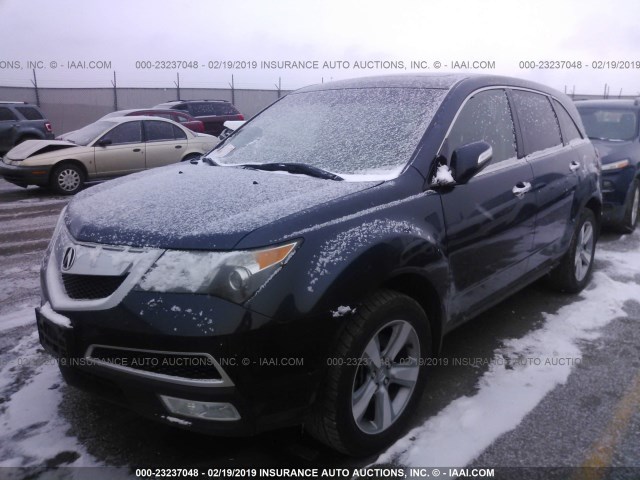 2HNYD2H24CH550580 - 2012 ACURA MDX BLUE photo 2