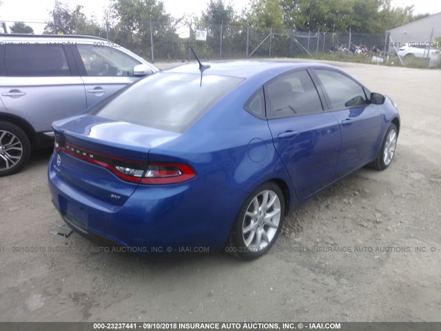 1C3CDFBA0DD136593 - 2013 DODGE DART SXT BLUE photo 4