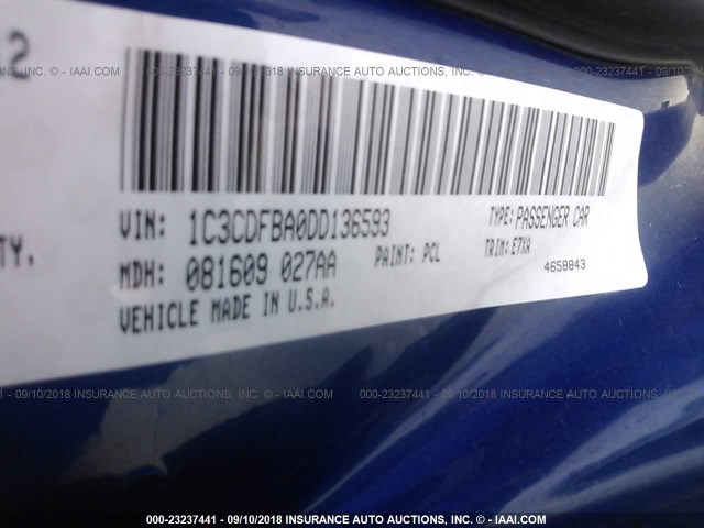 1C3CDFBA0DD136593 - 2013 DODGE DART SXT BLUE photo 9