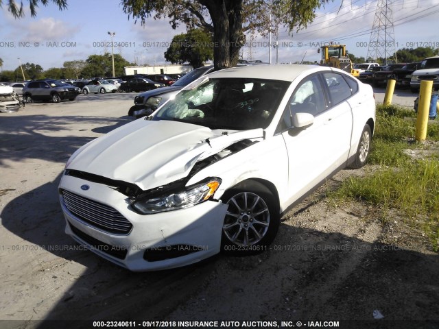 3FA6P0G77GR263885 - 2016 FORD FUSION S WHITE photo 2