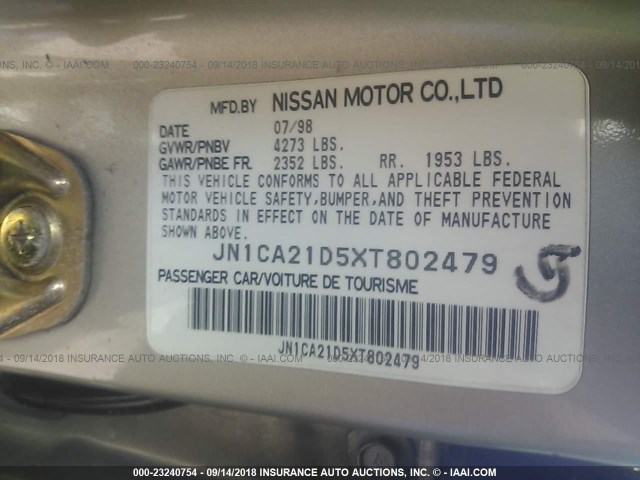 JN1CA21D5XT802479 - 1999 NISSAN MAXIMA GLE/GXE/SE TAN photo 9