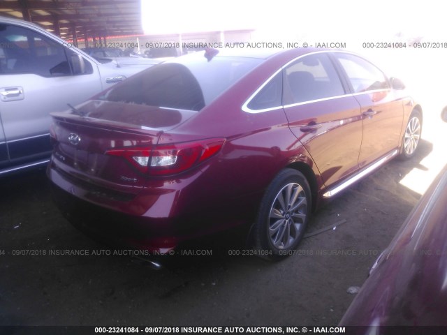 5NPE34AF2FH236717 - 2015 HYUNDAI SONATA SPORT/LIMITED RED photo 4