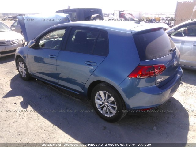 3VW217AU2GM032632 - 2016 VOLKSWAGEN GOLF S/SE/SEL BLUE photo 3