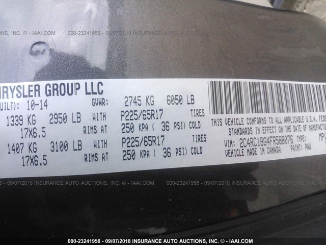 2C4RC1BG4FR588076 - 2015 CHRYSLER TOWN & COUNTRY TOURING ნაცრისფერი ფოტო 9