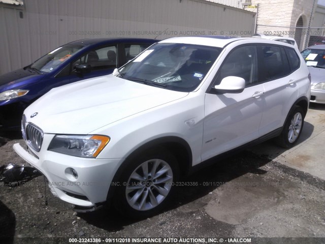 5UXWX9C52E0D38476 - 2014 BMW X3 XDRIVE28I WHITE photo 2