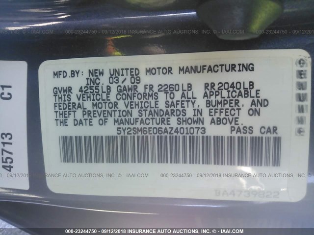 5Y2SM6E06AZ401073 - 2010 PONTIAC VIBE PURPLE photo 9