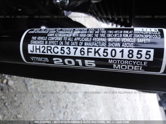 JH2RC5376FK501855 - 2015 HONDA VT750 C2B BLACK photo 10