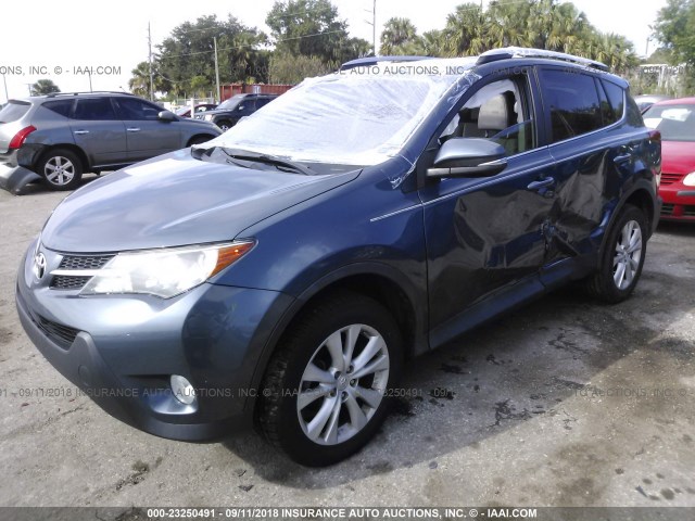 2T3YFREV5EW114895 - 2014 TOYOTA RAV4 LIMITED BLUE photo 2