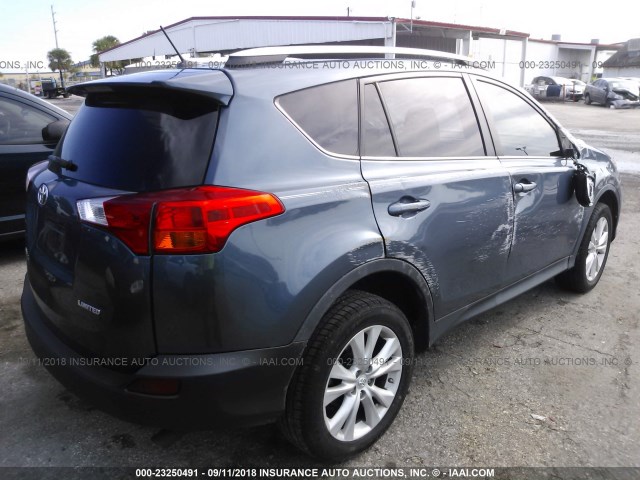 2T3YFREV5EW114895 - 2014 TOYOTA RAV4 LIMITED BLUE photo 4