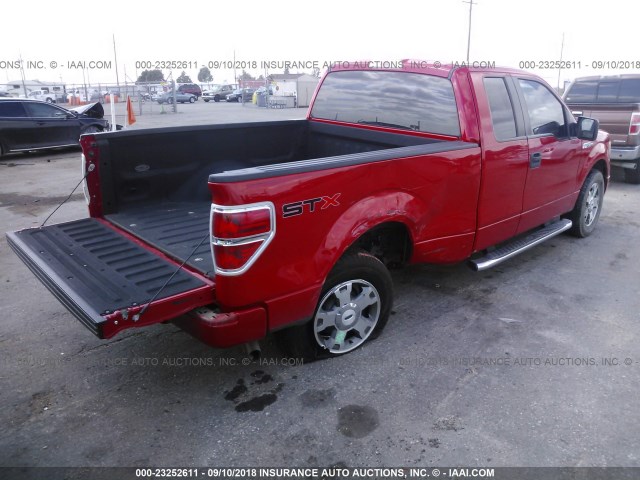 1FTEX1CW8AKE14995 - 2010 FORD F150 SUPER CAB RED photo 4