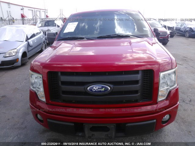 1FTEX1CW8AKE14995 - 2010 FORD F150 SUPER CAB RED photo 6