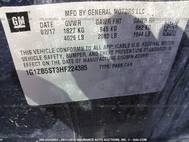 1G1ZB5ST3HF224385 - 2017 CHEVROLET MALIBU LS 蓝色 照片 9