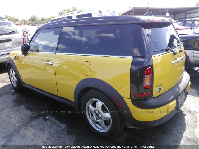 WMWML33579TN69227 - 2009 MINI COOPER CLUBMAN YELLOW photo 3