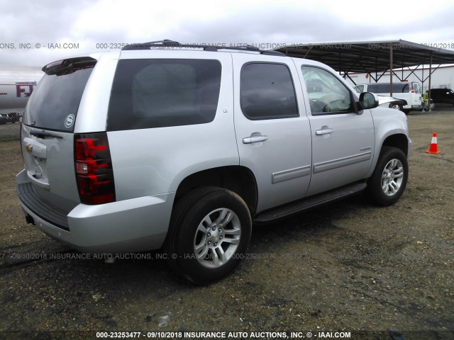 1GNSKBE07DR349978 - 2013 CHEVROLET TAHOE K1500 LT SILVER photo 4