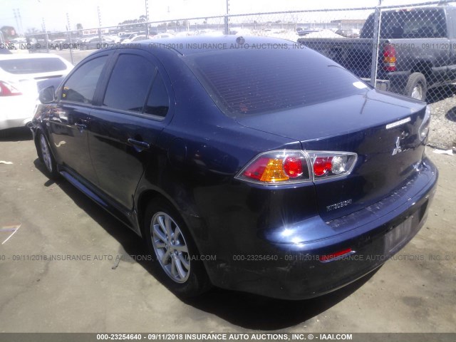 JA32U2FU2EU010725 - 2014 MITSUBISHI LANCER ES/ES SPORT BLUE photo 3