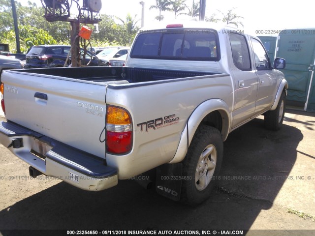 5TEHN72N42Z014265 - 2002 TOYOTA TACOMA DOUBLE CAB 银色 照片 4