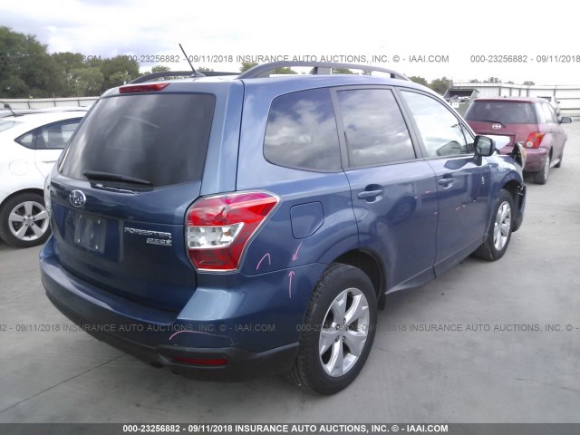 JF2SJADC6EH542052 - 2014 SUBARU FORESTER 2.5I PREMIUM 蓝色 照片 4