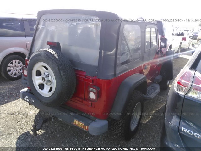 1J4FA49S0YP763572 - 2000 JEEP WRANGLER / TJ SPORT RED photo 4