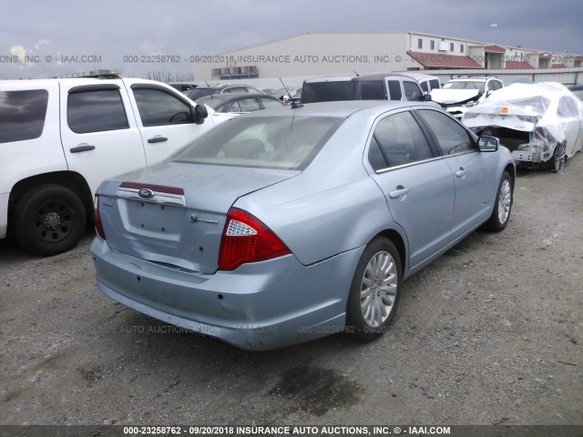 3FADP0L31AR148197 - 2010 FORD FUSION HYBRID BLUE photo 4