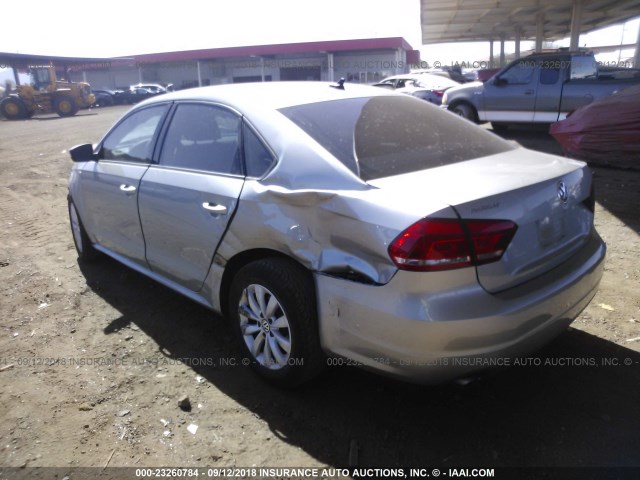 1VWAP7A35DC144839 - 2013 VOLKSWAGEN PASSAT S SILVER photo 3