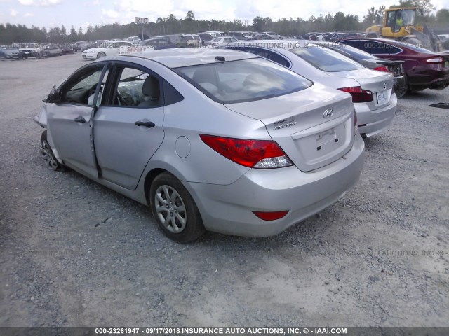 KMHCT4AEXCU033568 - 2012 HYUNDAI ACCENT GLS/GS SILVER photo 3