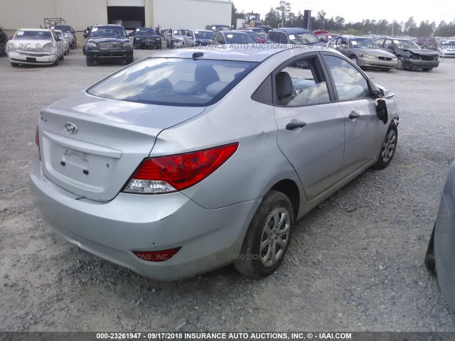 KMHCT4AEXCU033568 - 2012 HYUNDAI ACCENT GLS/GS SILVER photo 4