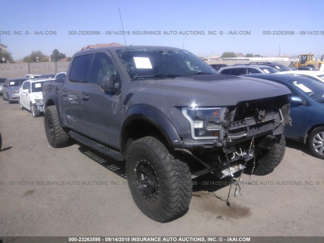 1FTFW1RG3JFA17095 - 2018 FORD F150 RAPTOR GRAY photo 1