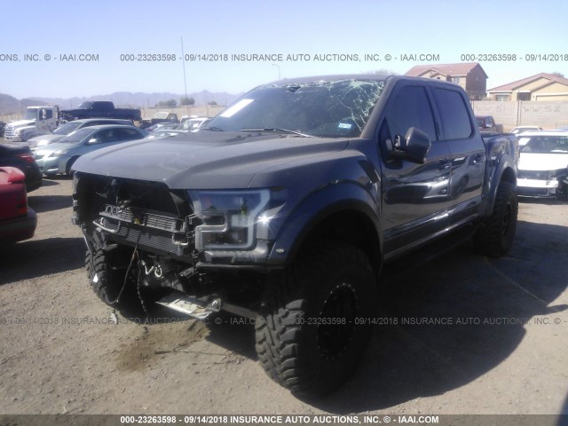 1FTFW1RG3JFA17095 - 2018 FORD F150 RAPTOR GRAY photo 2