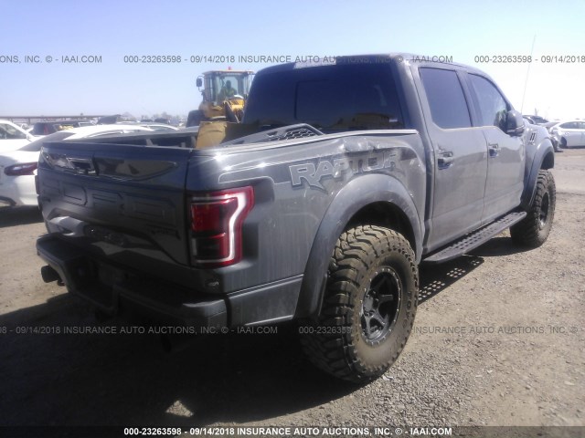 1FTFW1RG3JFA17095 - 2018 FORD F150 RAPTOR GRAY photo 4