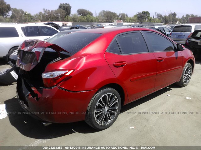 5YFBURHE7FP233101 - 2015 TOYOTA COROLLA L/LE/LE PLS/PRM/S/S PLS RED photo 4