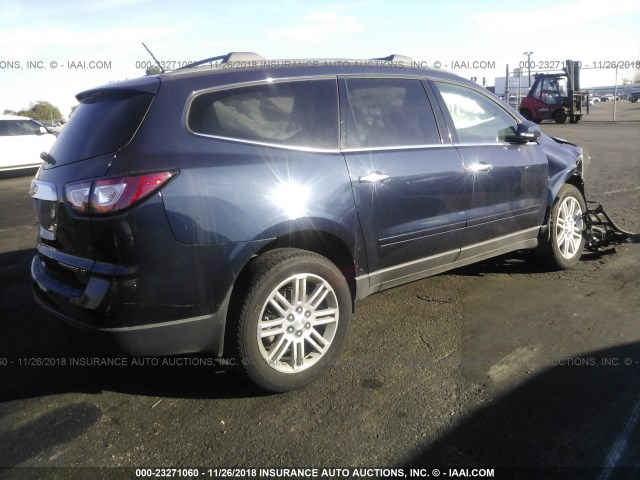 1GNKRGKD0FJ354845 - 2015 CHEVROLET TRAVERSE LT BLUE photo 4