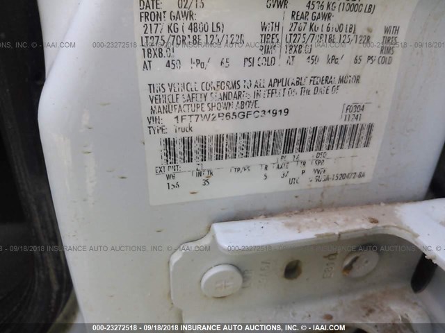 1FT7W2B65GEC31919 - 2016 FORD F250 SUPER DUTY WHITE photo 9