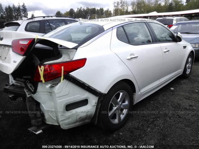 KNAGM4A77F5651821 - 2015 KIA OPTIMA LX WHITE photo 4