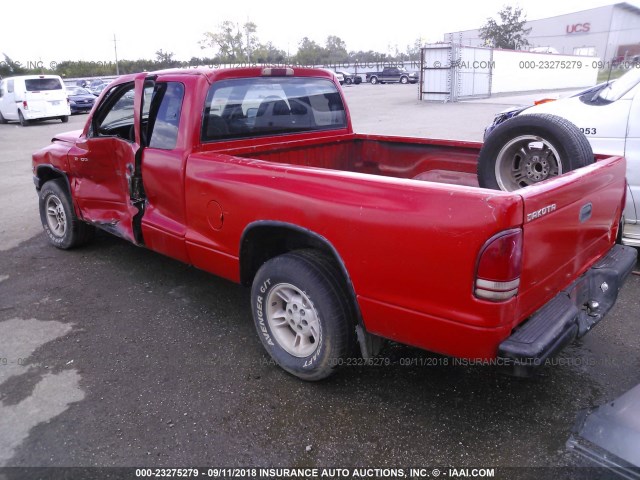 1B7GL22X0XS233175 - 1999 DODGE DAKOTA RED photo 3